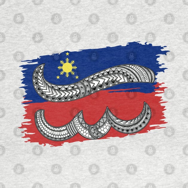 Philippine Flag Tribal line Art / Baybayin Letter E / I by Pirma Pinas